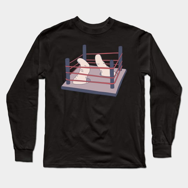 Thumb War - Wrestling Ring - Human Finger Long Sleeve T-Shirt by DeWinnes